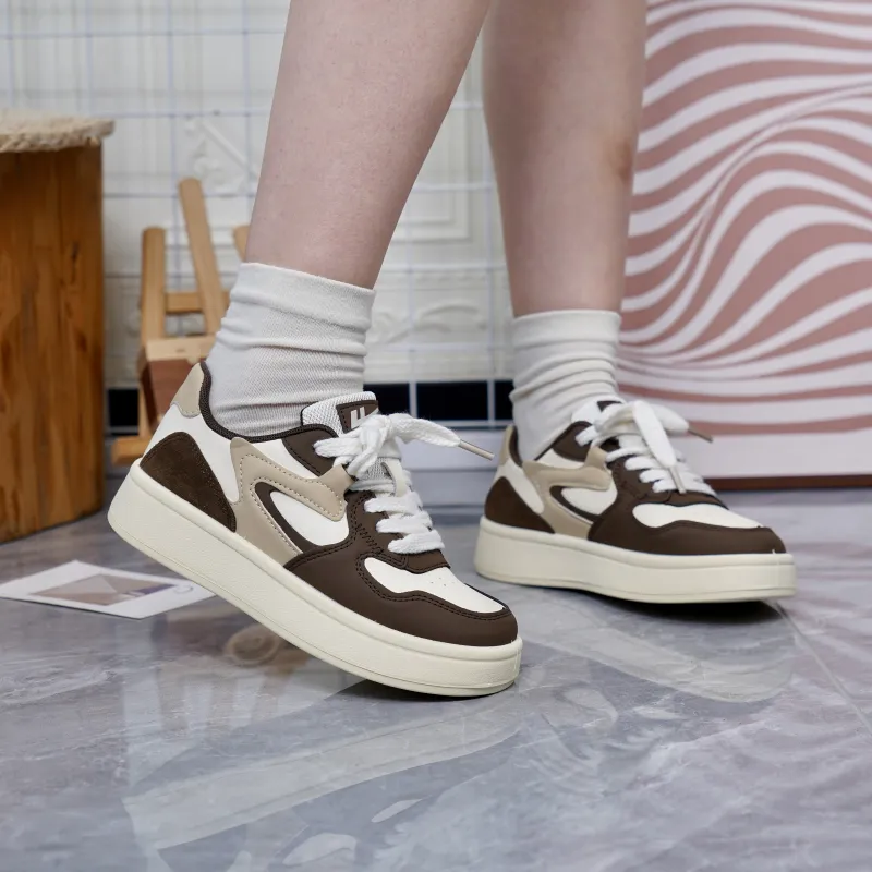 Warrior Warrior Lightweight And Wear resistant Low Top Skateboard Shoes Women's Beige Brown-5