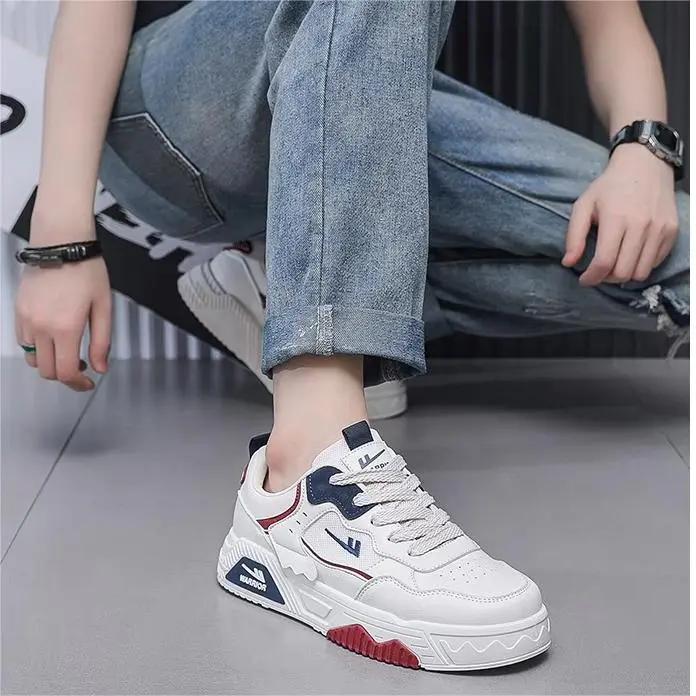 Warrior Wear-resistant And Lightweight Low-Top Skateboard Shoes Men's Beige Blue Red-5