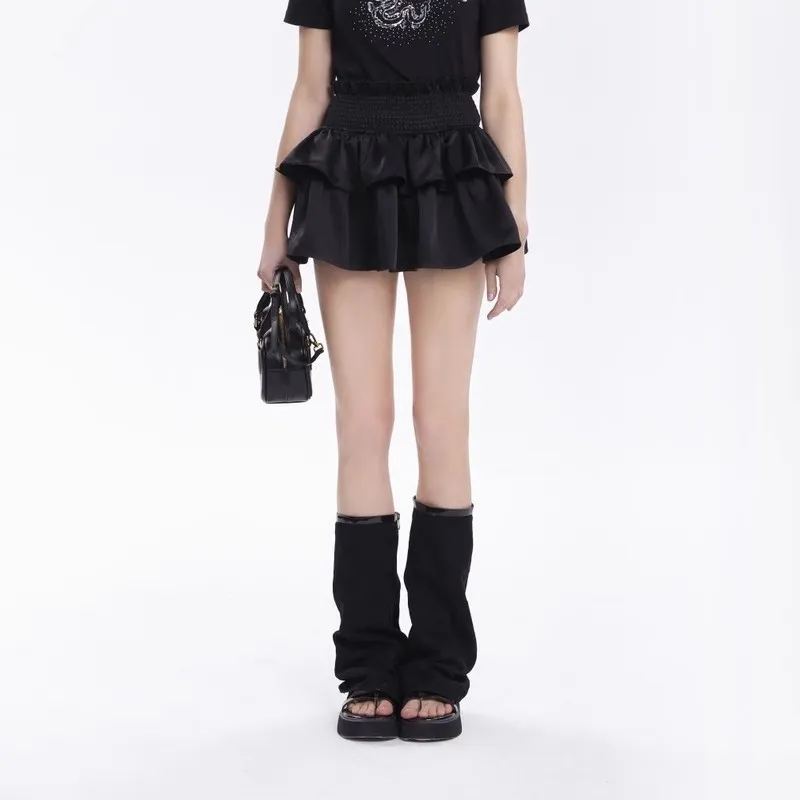 Three Quarters Casual Short Skirts Women's Black-2