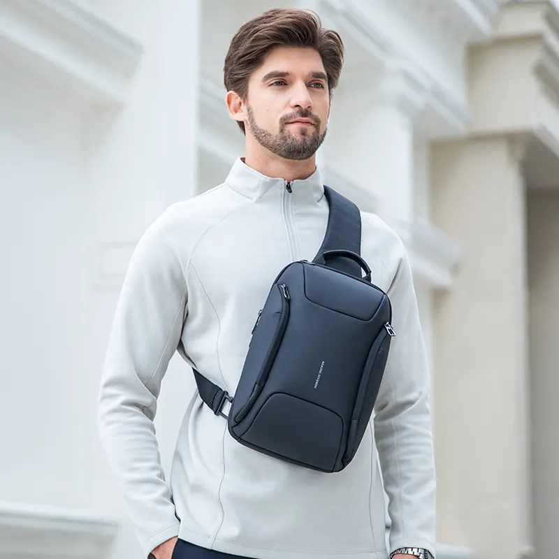 MARK RYDEN Oxford Sling Bag Regular Men's Elegant Black/Graphite Gray-2