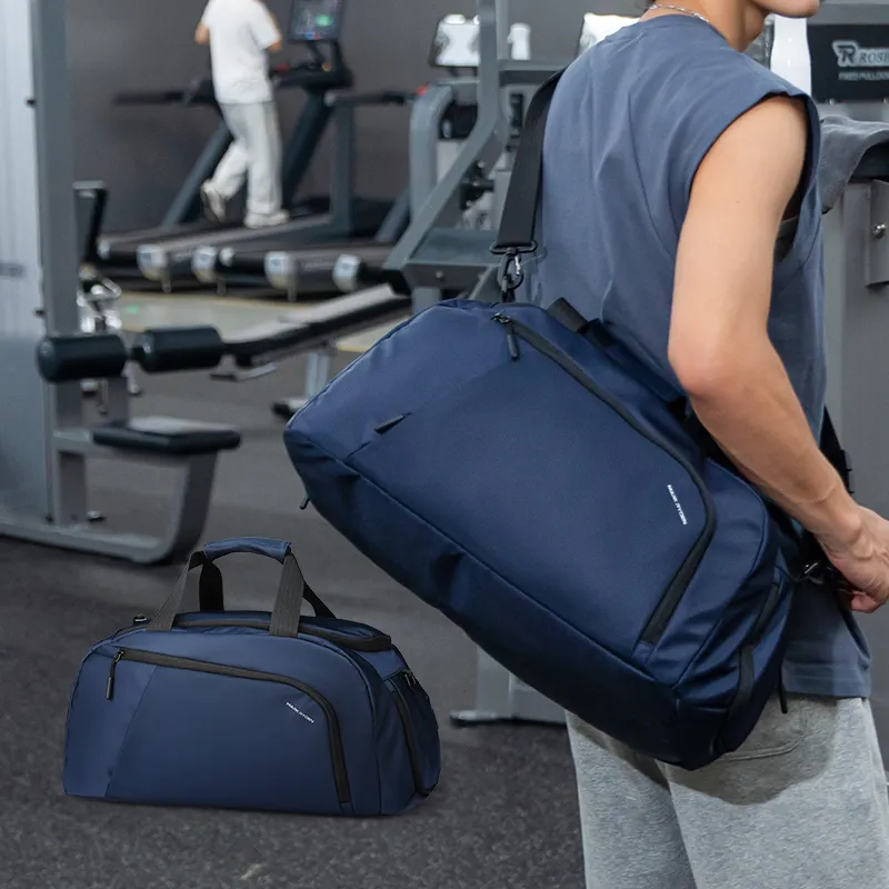 MARK RYDEN Nylon With Oxford Gym Bag Unisex Elegant Black/Navy Blue-6