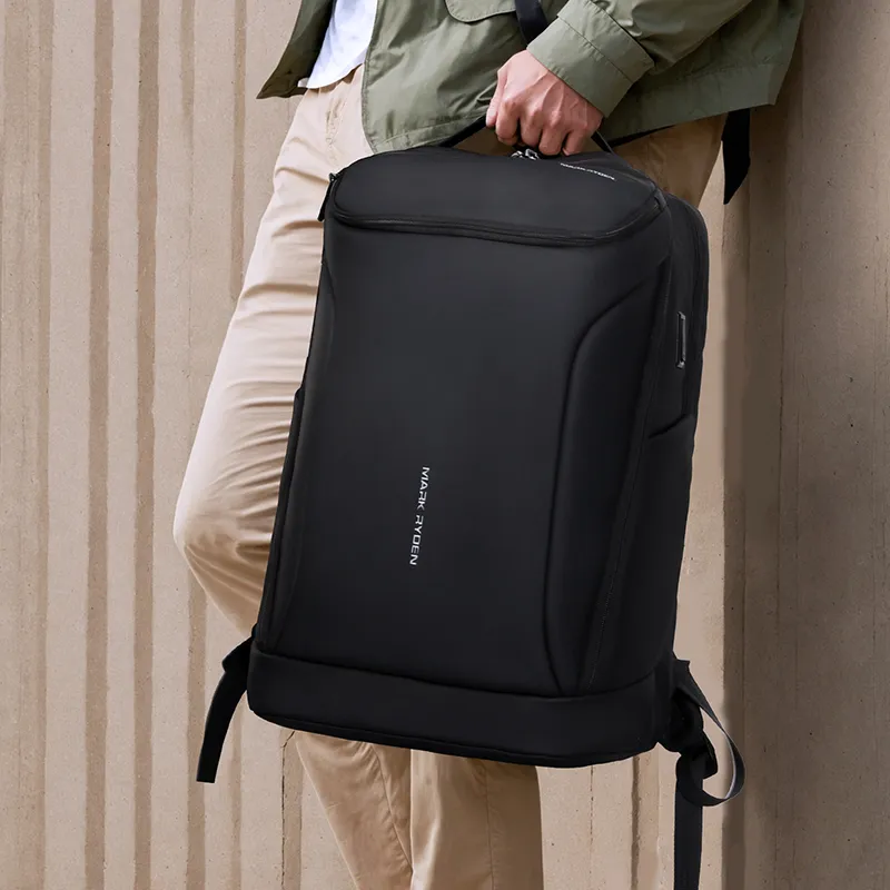 MARK RYDEN PU Large Capacity Travel Bag Backpack Large Size Men's Elegant Black-4