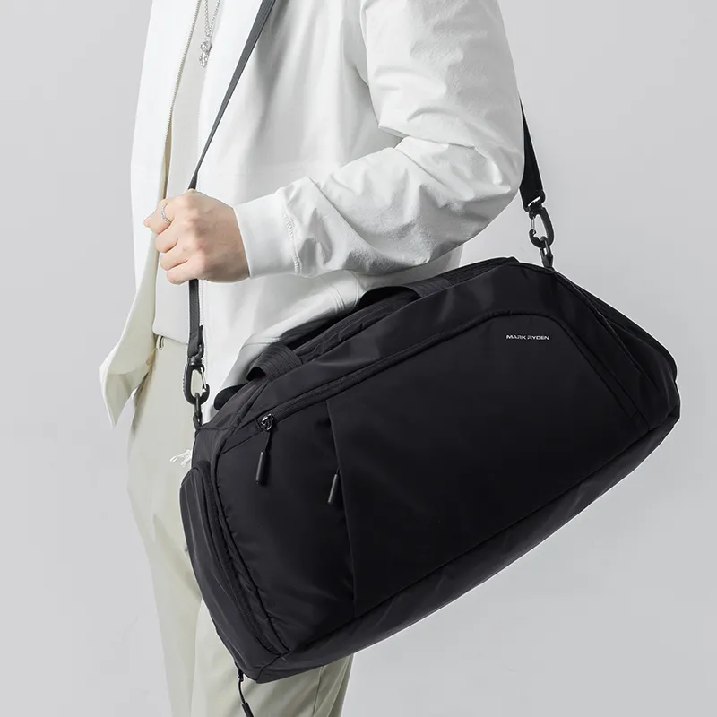 MARK RYDEN Nylon With Oxford Gym Bag Unisex Elegant Black/Navy Blue-2