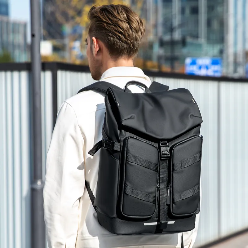 MARK RYDEN Oxford Large Capacity Travel Individual Trendy Double Shoulder Backpack Regular Men's Elegant Black-3