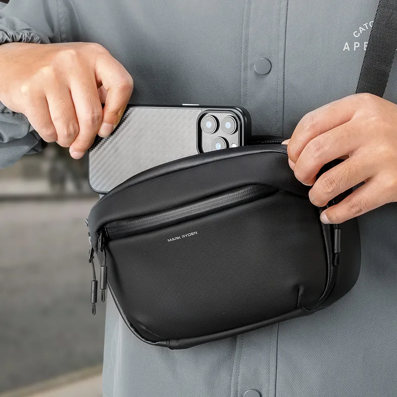 MARK RYDEN Nylon Trendy Shoulder Bag, Crossbody Bag, Handbag Regular Men's Elegant Black/Orchid Black/Olive Green-5