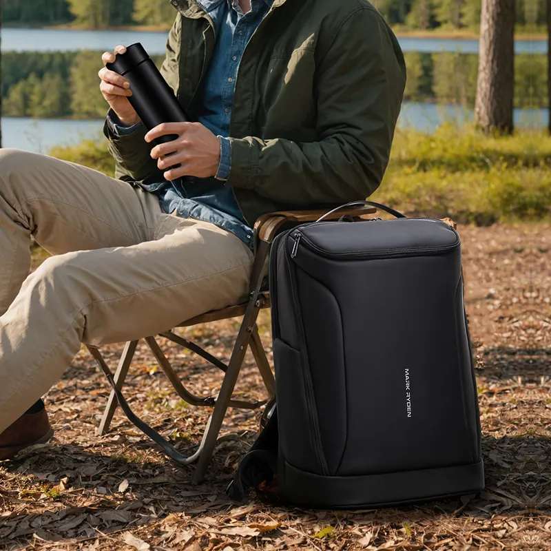 MARK RYDEN PU Large Capacity Travel Bag Backpack Large Size Men's Elegant Black-5