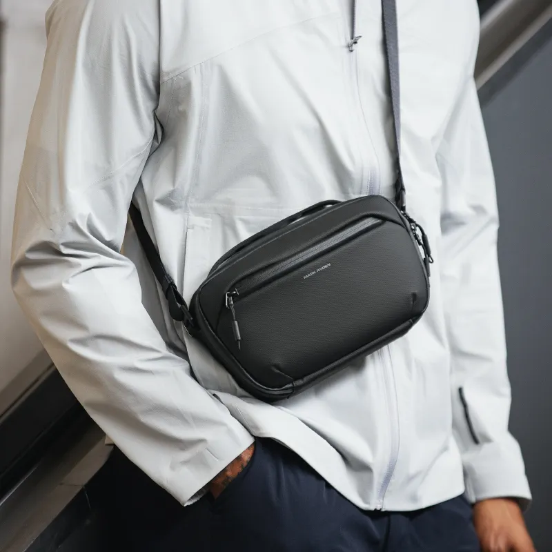 MARK RYDEN Nylon Trendy Shoulder Bag, Crossbody Bag, Handbag Regular Men's Elegant Black/Orchid Black/Olive Green-2