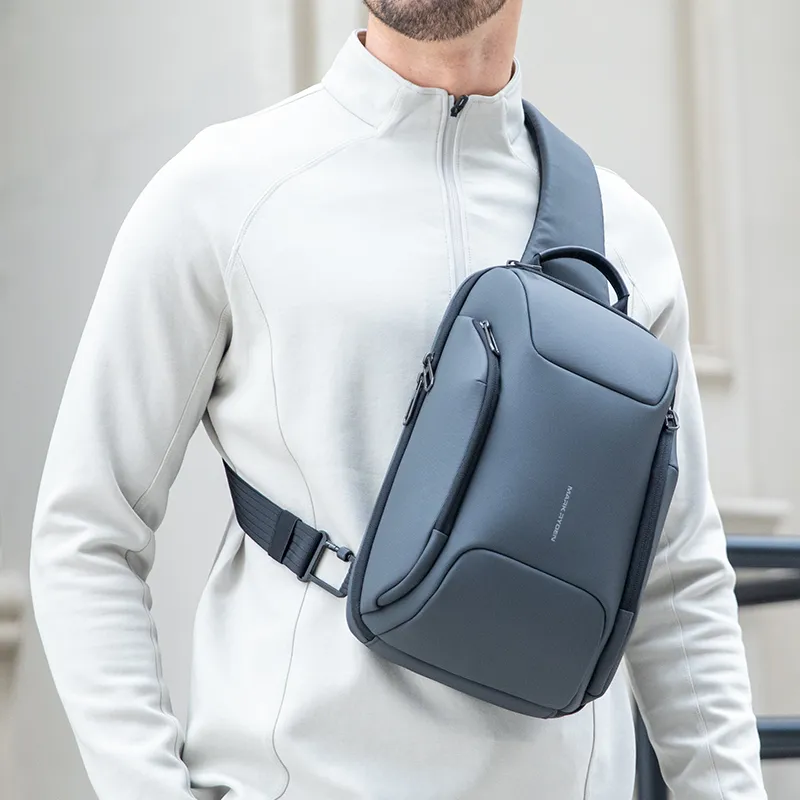 MARK RYDEN Oxford Sling Bag Regular Men's Elegant Black/Graphite Gray-5