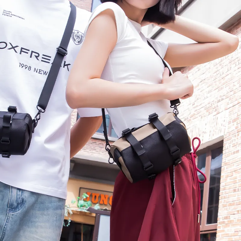 MARK RYDEN Oxford Crossbody Bag, Shoulder Bag Medium Size Unisex Elegant Black/Trendy Gray/Khaki Orange-3