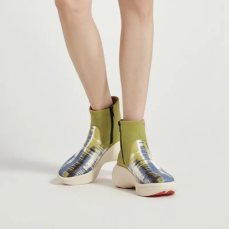 U.IN Painted Travel Shoes-Si Chuan 4 Artistic Collection Chelsea Boots Women's-4