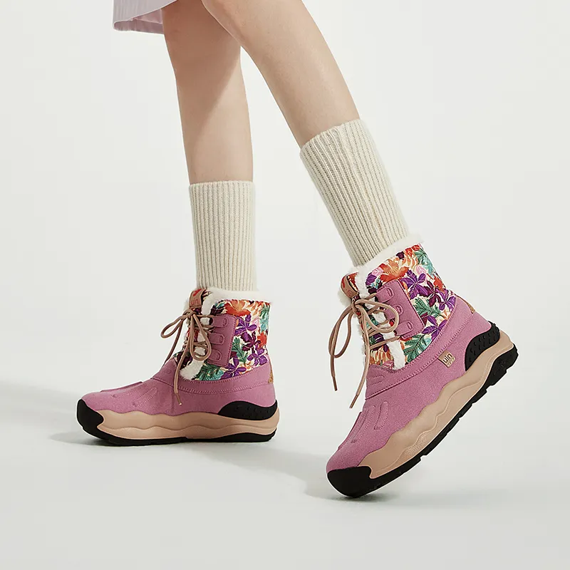 U.IN Plants & Flowers Snow Boots Women's Purple/Dark Gray/Orange-6