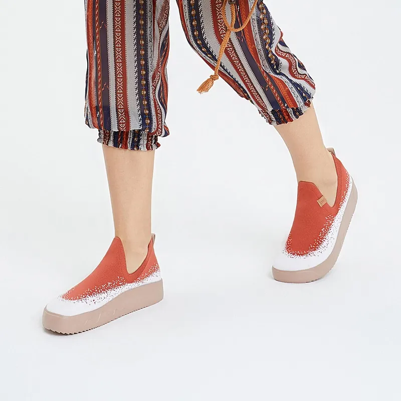 U.IN Art Collection Skateboard Shoes Women's Low Top Red-5