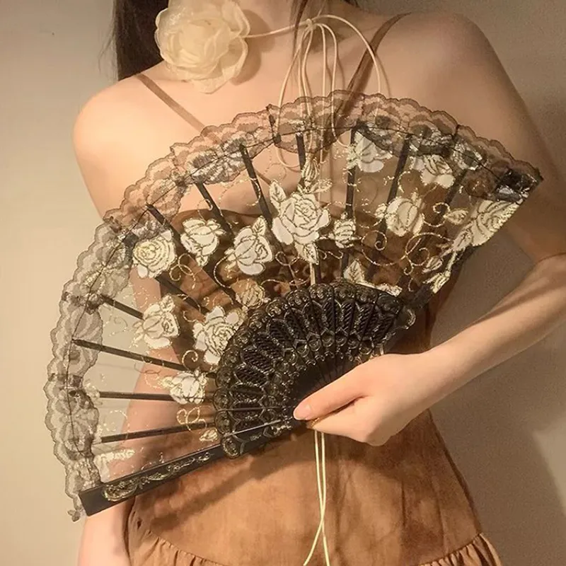 Pleasant Language Lace Folding Fan-7