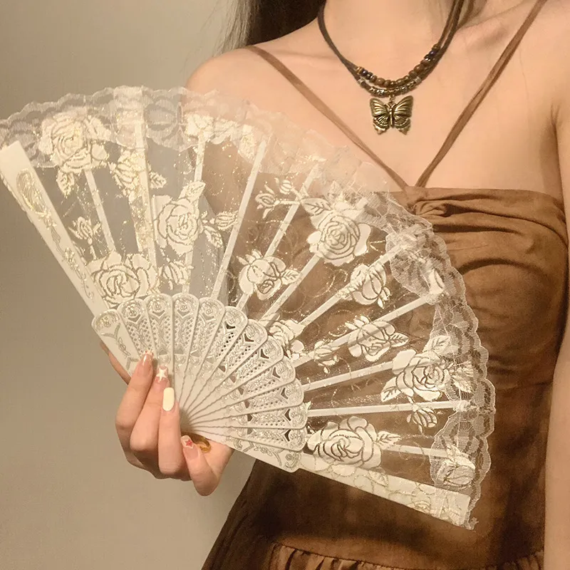 Pleasant Language Lace Folding Fan-3