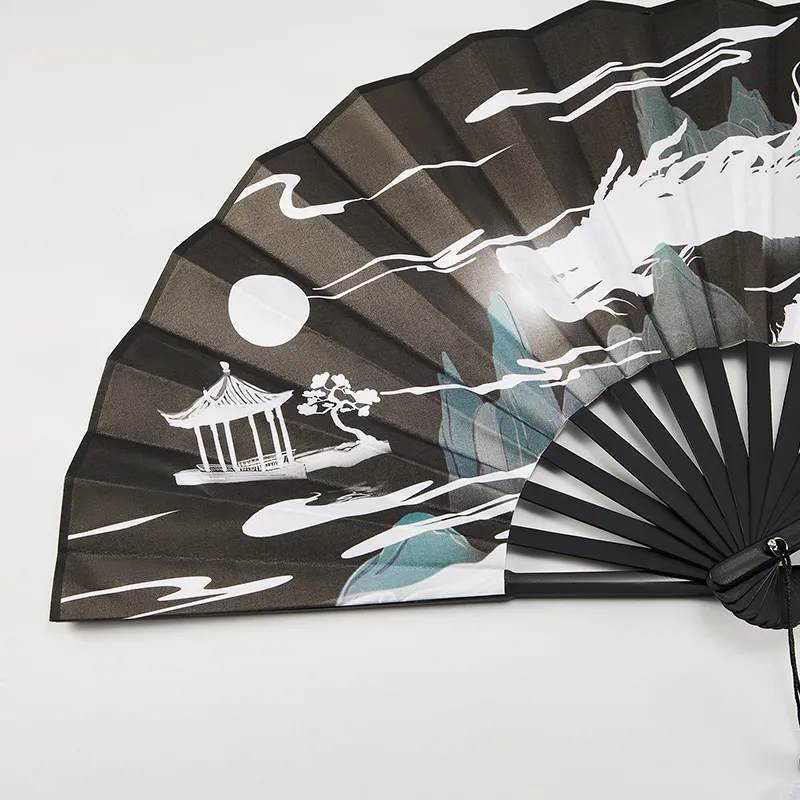 Pleasant Language Twill Damask And Silk Folding Fan-10