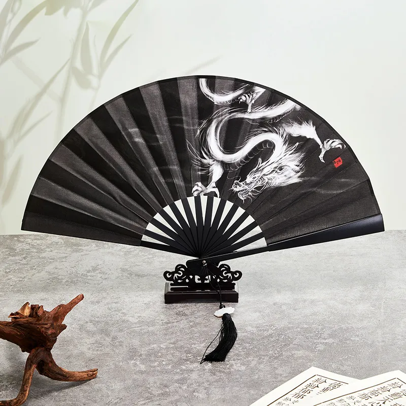 Pleasant Language Twill Damask And Silk Folding Fan-24