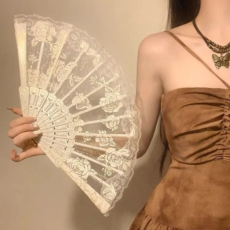 Pleasant Language Lace Folding Fan-1