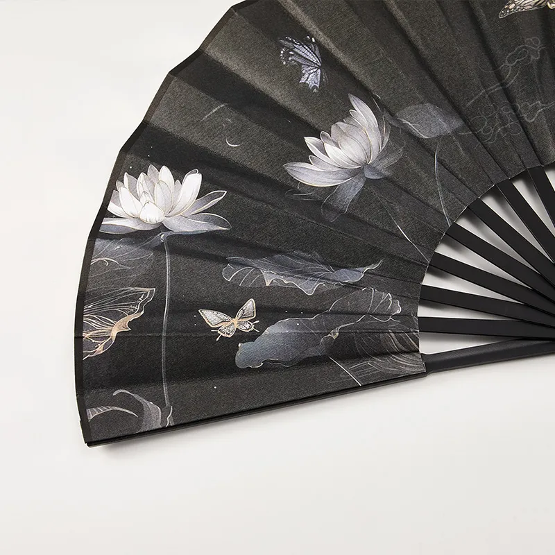 Pleasant Language Twill Damask And Silk Folding Fan-4