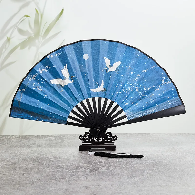 Pleasant Language Twill Damask And Silk Folding Fan-28