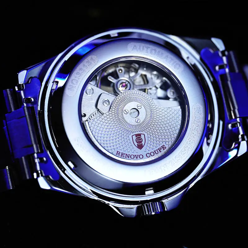 RENOVO Explorer Collection Automatic Mechanical Movement Watch Unisex Black Dial-30