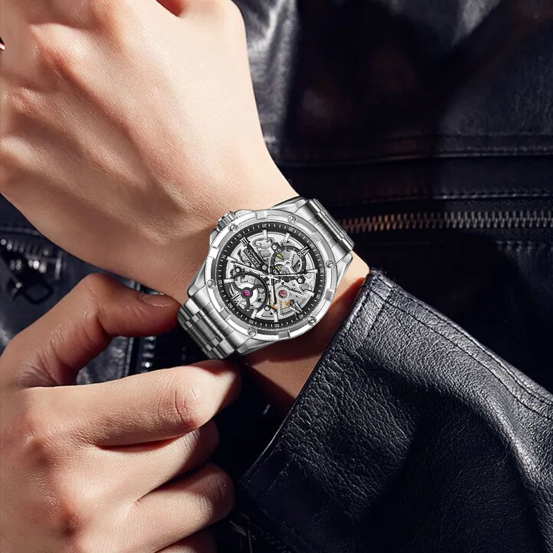 RENOVO Explorer Collection Automatic Mechanical Movement Watch Unisex Black Dial-7