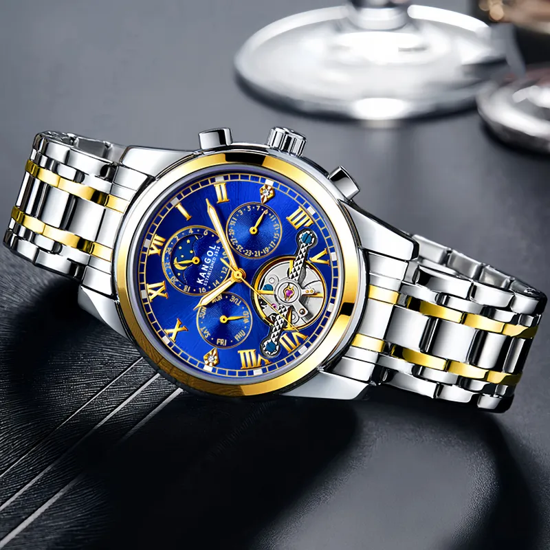 KANGOL Mechanical Movement Stainless Steel Watchband Watch Men's Watches Cut-Out Dial-10