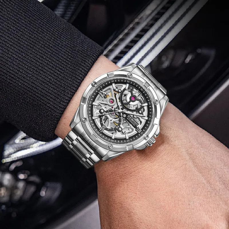 RENOVO Explorer Collection Automatic Mechanical Movement Watch Unisex Cut Out Dial-8
