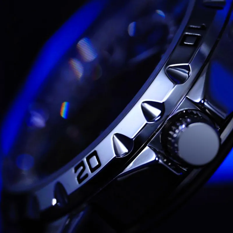 RENOVO Automatic Mechanical Movement Stainless Steel Watchband Watch Men's Watches Blue Dial-2