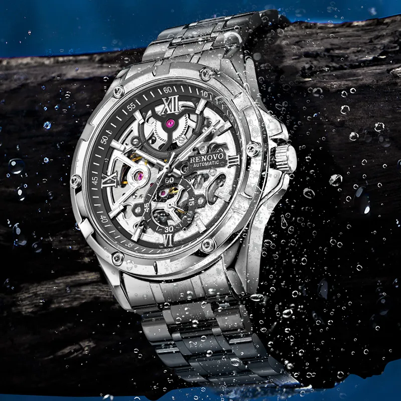 RENOVO Explorer Collection Automatic Mechanical Movement Watch Unisex Cut Out Dial-10