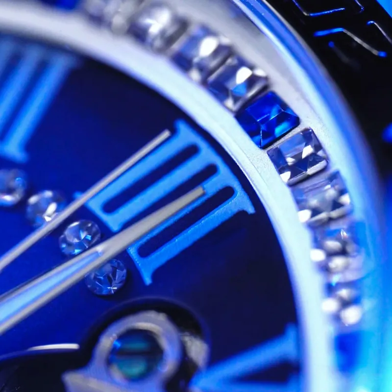 RENOVO Automatic Mechanical Movement Stainless Steel Watchband Watch Men's Watches Blue Dial-6