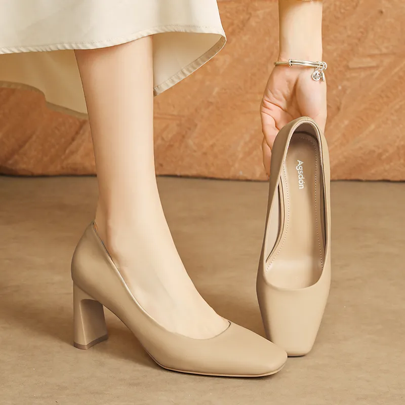 AGSDON Chunky Heel High Heels 7.5cm Women's-8