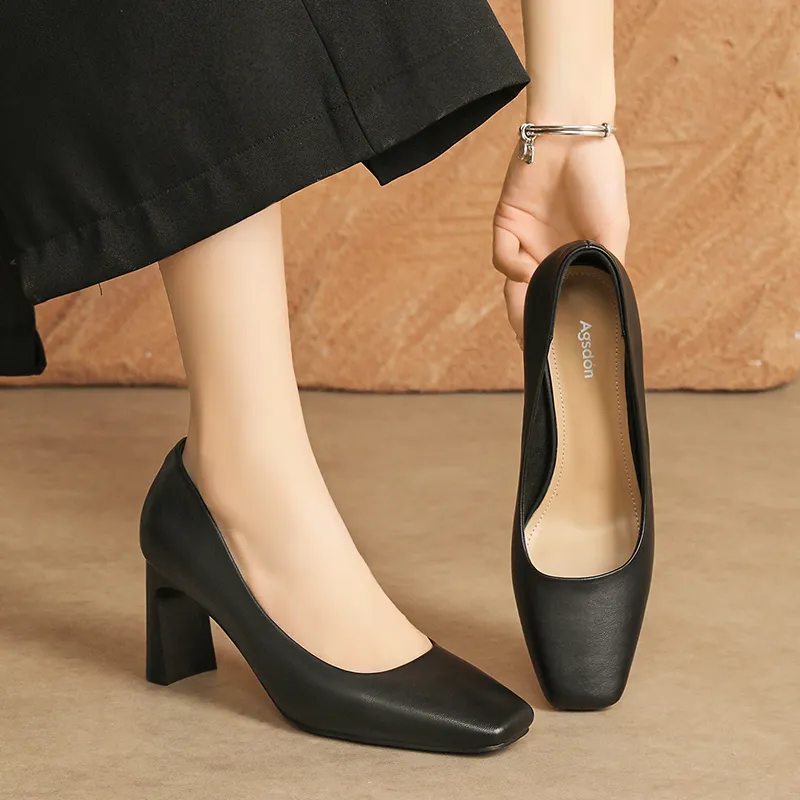 AGSDON Chunky Heel High Heels 7.5cm Women's-4