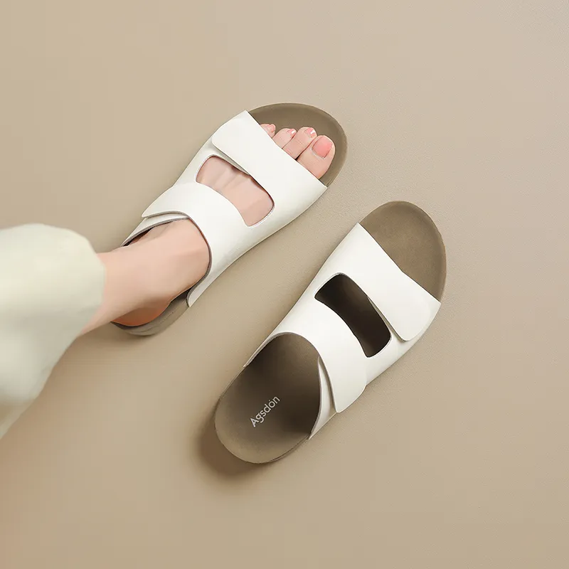 AGSDON Slide Slippers Women's Apricot/Beige/Pink-11