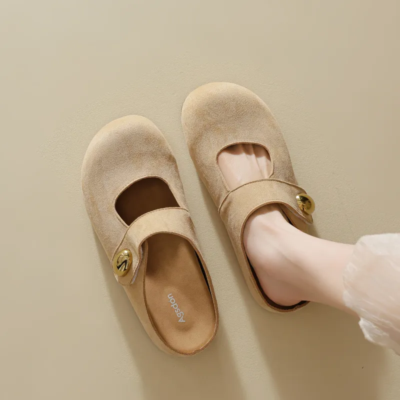 AGSDON Abrasion Resistant Closed Toe Slippers 3.5cm Women's-3