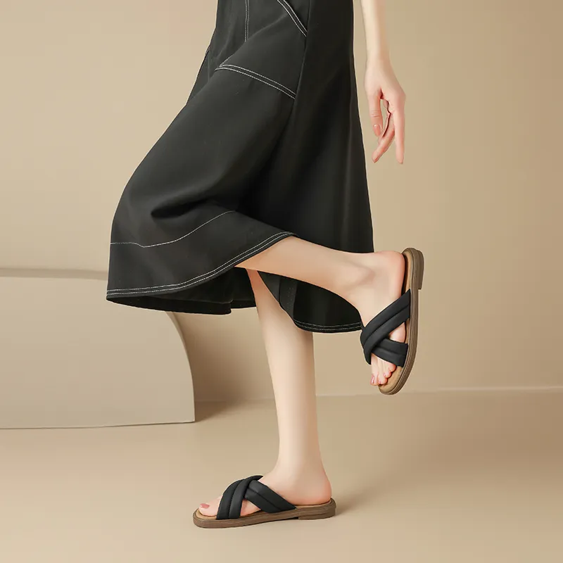 AGSDON Rubber Sole Quiet Slip Resistant Slide Slippers Women's-9