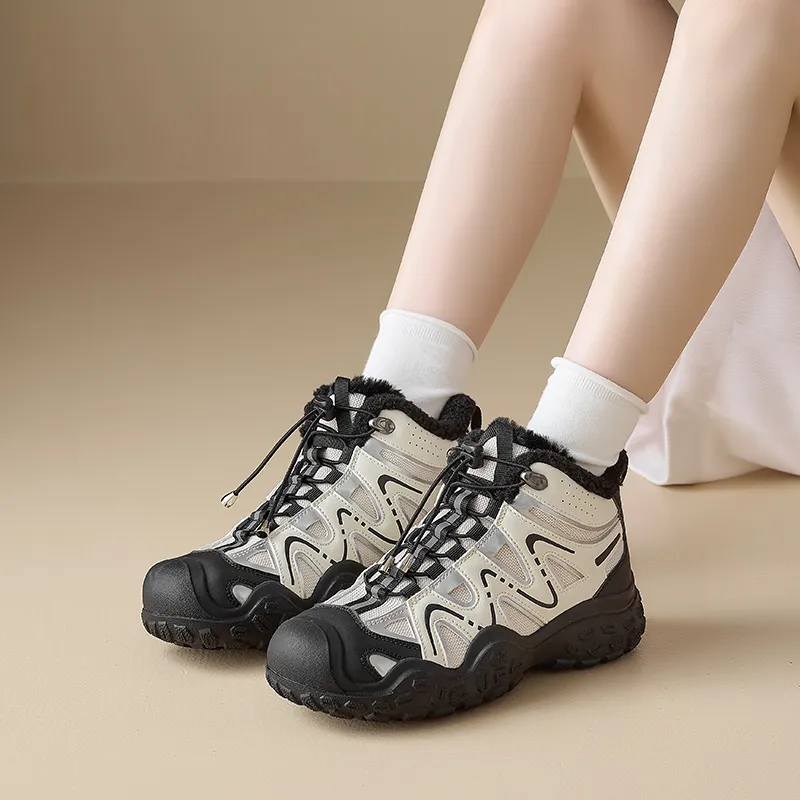 AGSDON Warm Height Increasing Slip Resistant High Top Hiking Shoes Women's-5