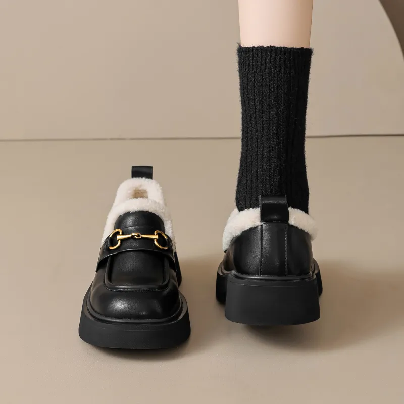 AGSDON Loafers 4cm Women's Black-4