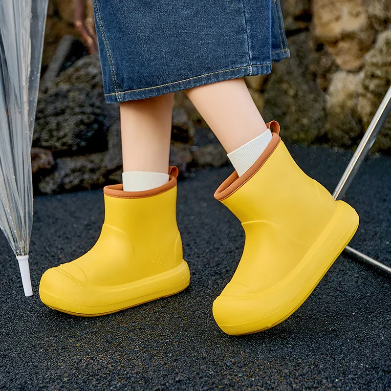 AGSDON Rain Boots Women's Gold/Light Yellow-11