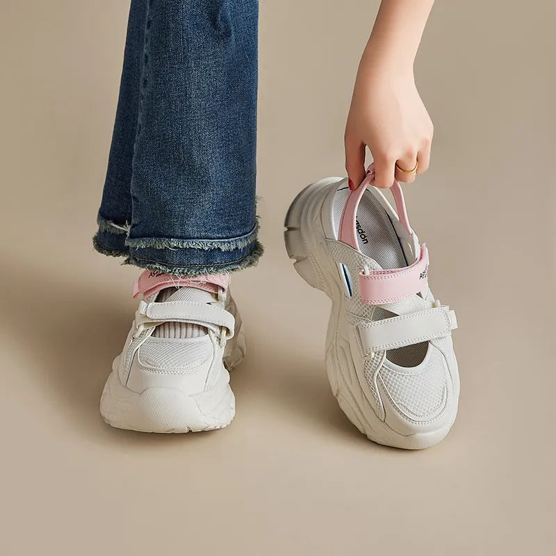 AGSDON Lightweight Breathable Height Increasing Low Top Chunky Sneakers 7.5cm Women's-13