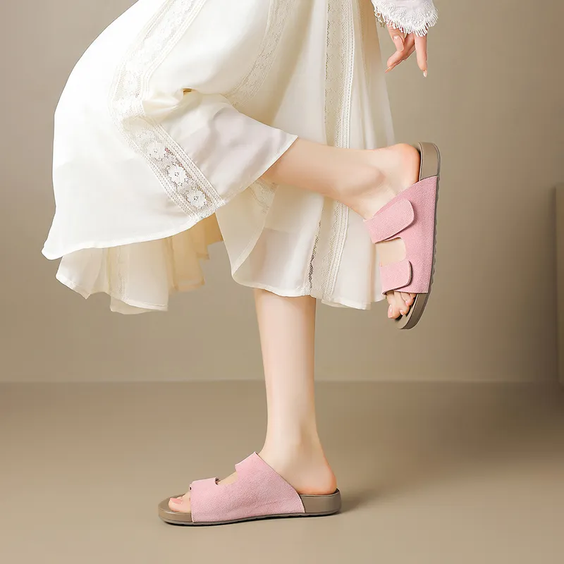 AGSDON Slide Slippers Women's Apricot/Beige/Pink-20