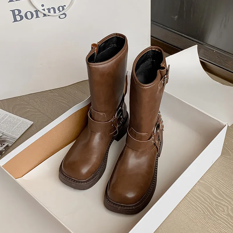 AGSDON Ankle Boots 4cm Women's Brown-15