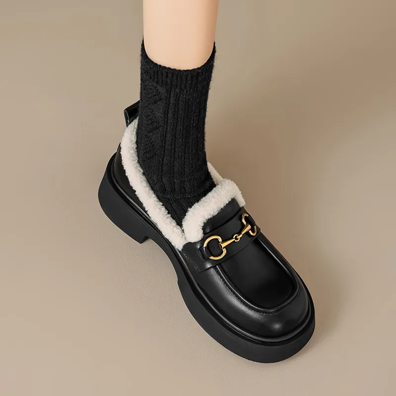 AGSDON Loafers 4cm Women's Black-5