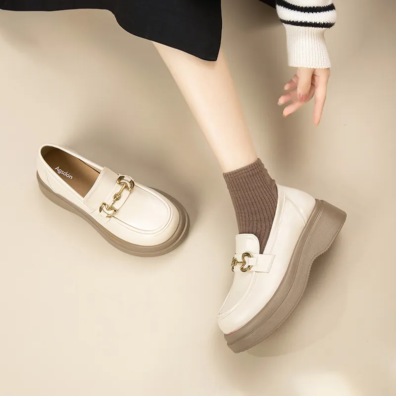 AGSDON Loafers Women's Black/Beige Apricot-12