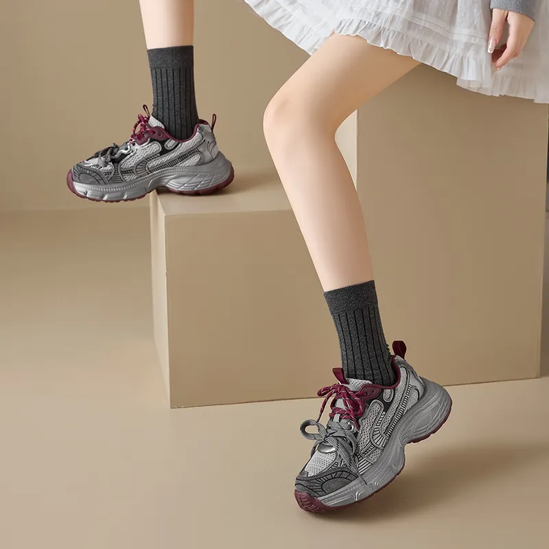 AGSDON Height Increasing Low-Top Chunky Sneakers Women's-11