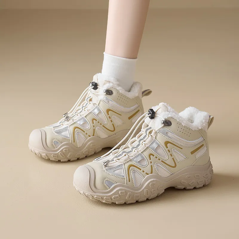 AGSDON Warm Height Increasing Slip Resistant High Top Hiking Shoes Women's-12