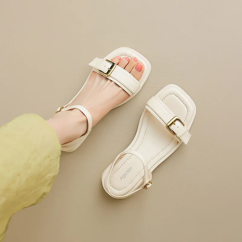 AGSDON Strap Sandals 3cm Women's Silver-8