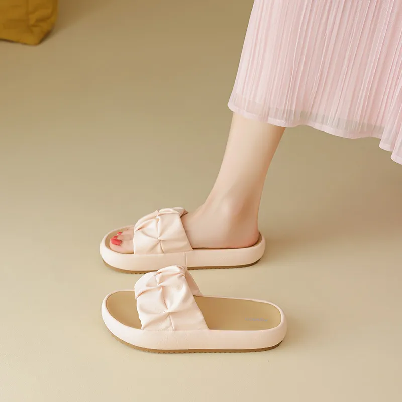 AGSDON Slide Slippers Women's Beige/Pink/Yellow-9