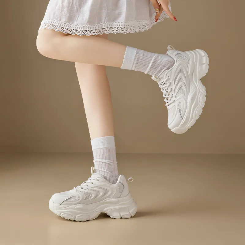 AGSDON Breathable Low Top Chunky Sneakers 6cm Women's-2