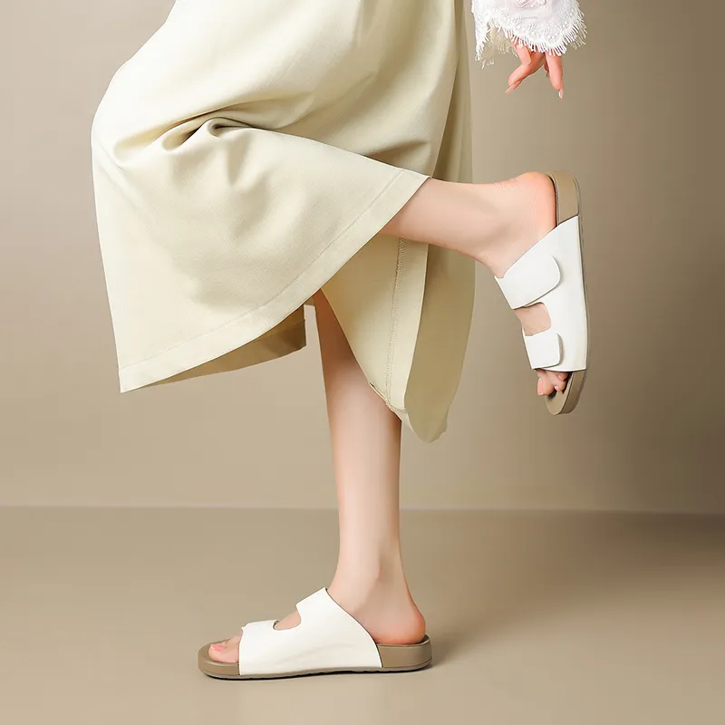 AGSDON Slide Slippers Women's Apricot/Beige/Pink-13