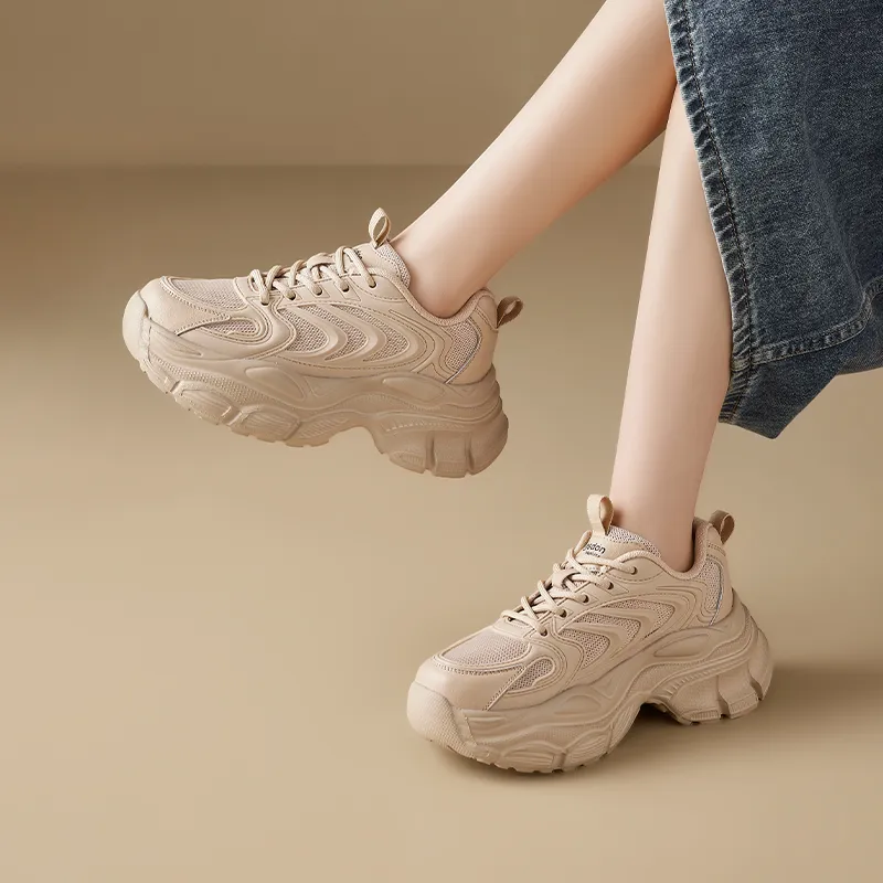 AGSDON Breathable Low Top Chunky Sneakers 6cm Women's-9